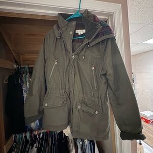 H&M Khaki Green Jacket with Plaid Lining